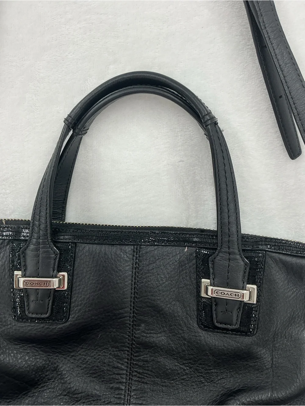 Coach Black Leather Satchel with Adjustable Strap c19